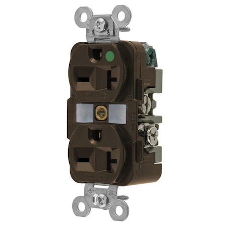 Hubbell Wiring Device-Kellems Straight Blade Receptacle, 6-20R, 20 A, 250V AC, 2 Pole, 3 Wire, Flush Mount, Grounded HBL8400